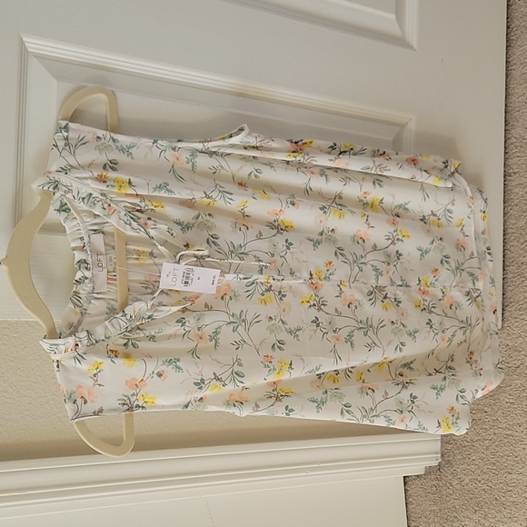 Nwt New Loft Floral Mixed Media Top Blouse Shell Medium - Picture 1 of 6